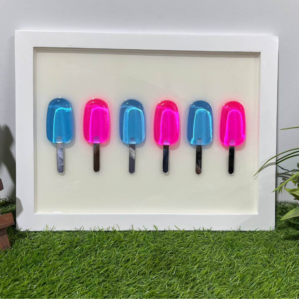 Blue and pink Epoxy Popsicle Pop Art
