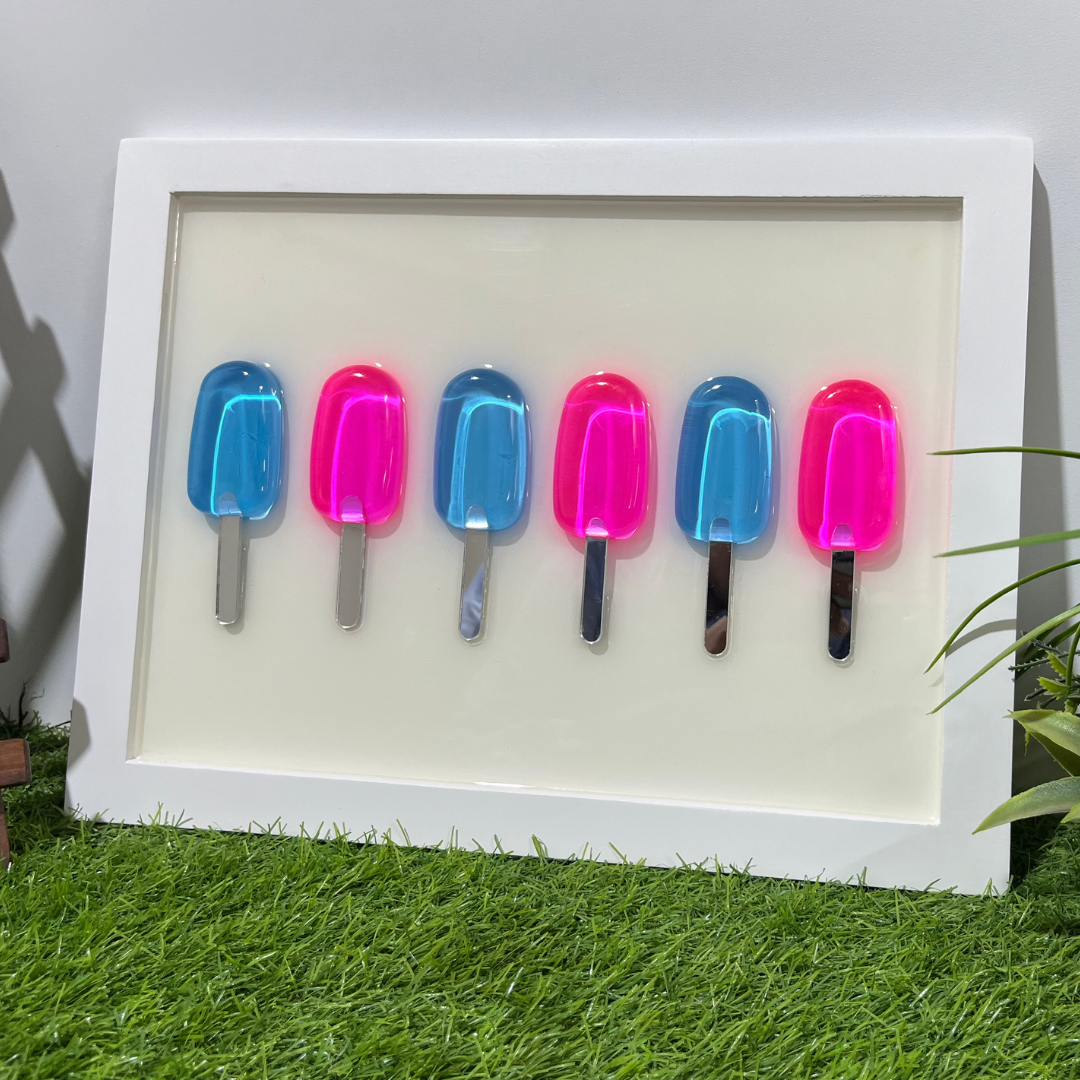 Blue and pink Epoxy Popsicle Pop Art