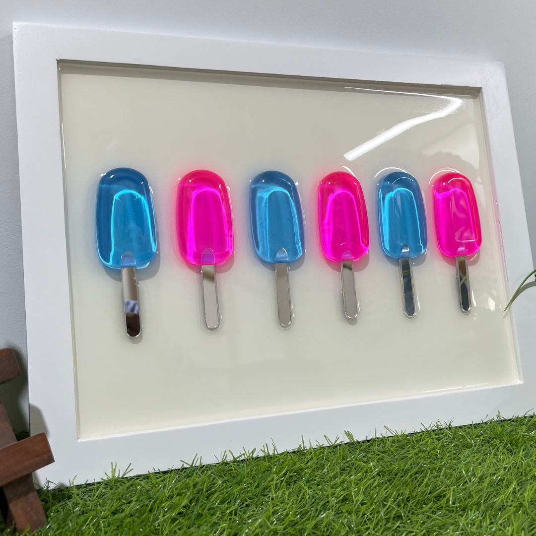Blue and pink Epoxy Popsicle Pop Art