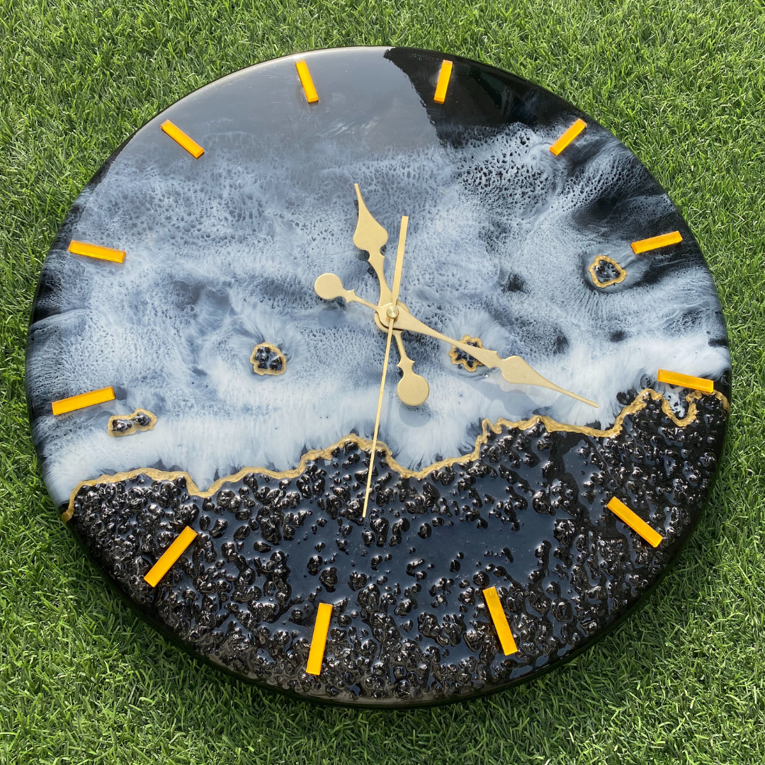 Blue Wave Epoxy Resin Clock