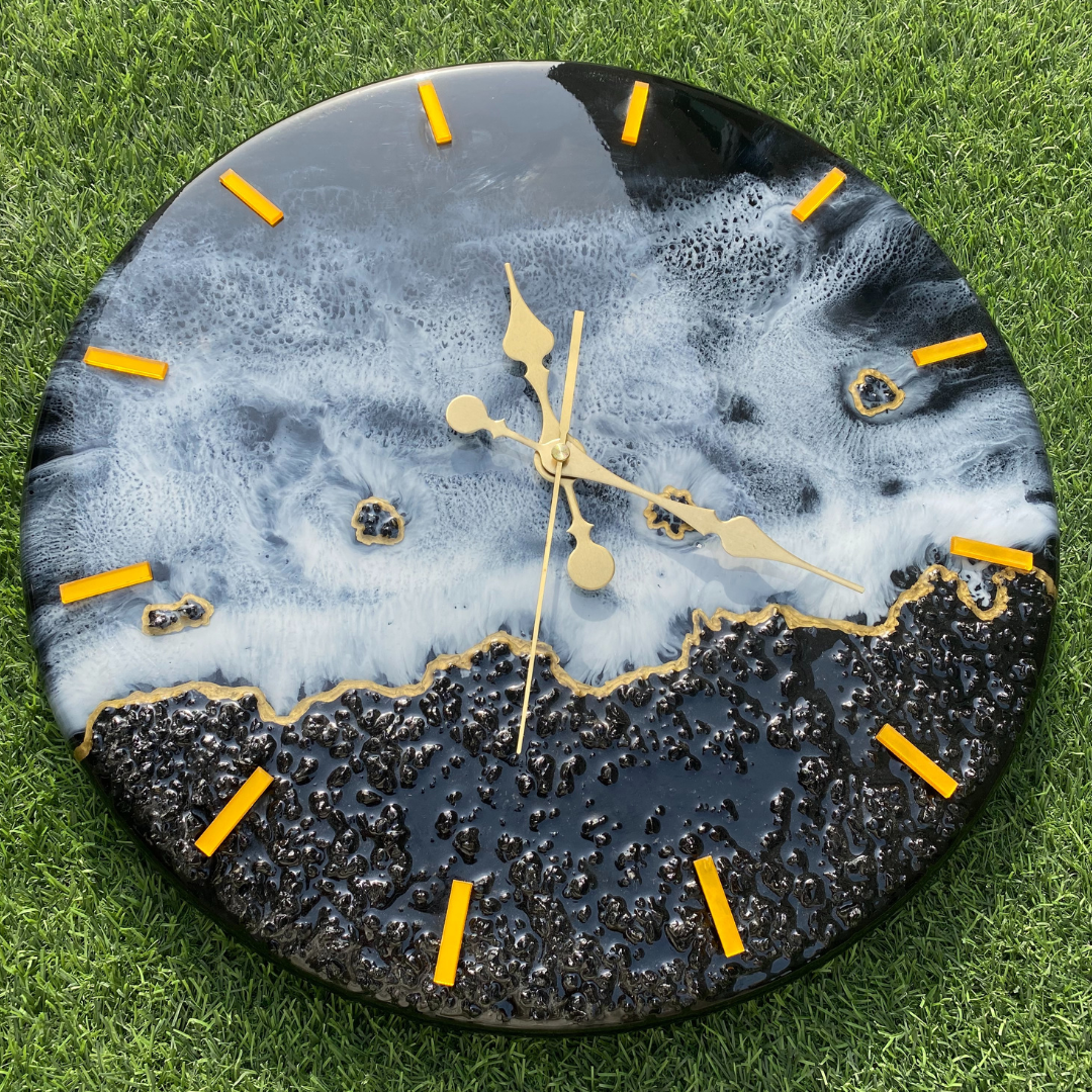 Blue Wave Epoxy Resin Clock