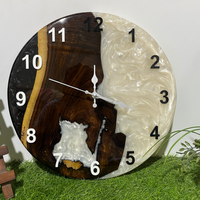 Epoxy Resin And Olive Wood Wall Clock thumbnail