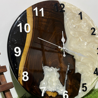 Epoxy Resin And Olive Wood Wall Clock thumbnail