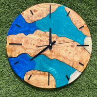 Custom Resin & Olive Wood Wall Clock thumbnail