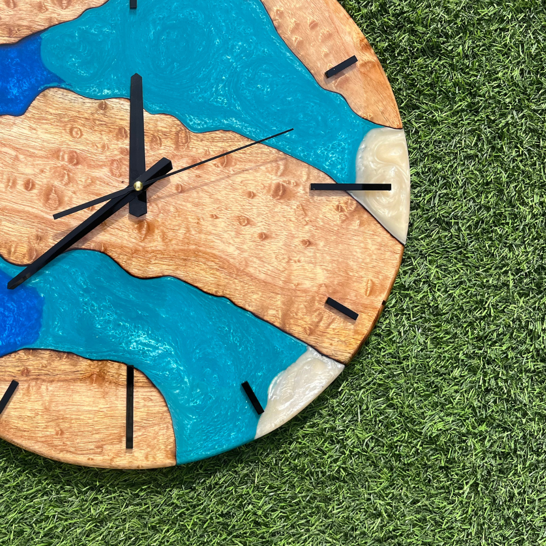 Custom Resin & Olive Wood Wall Clock