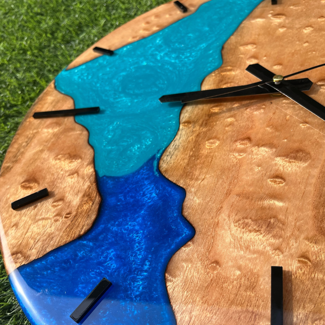 Custom Resin & Olive Wood Wall Clock