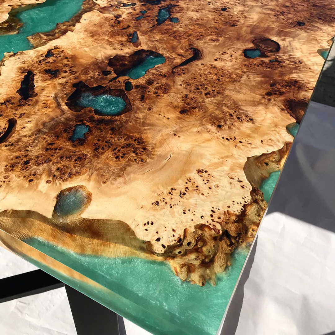 Epoxy Blue Resin Dining Table