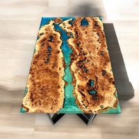 Epoxy Blue Resin Dining Table thumbnail