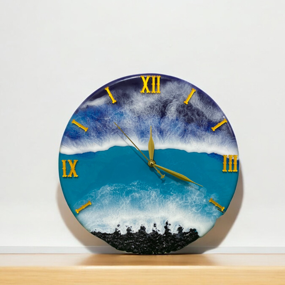 Beach View Epoxy Resin Wall Clock