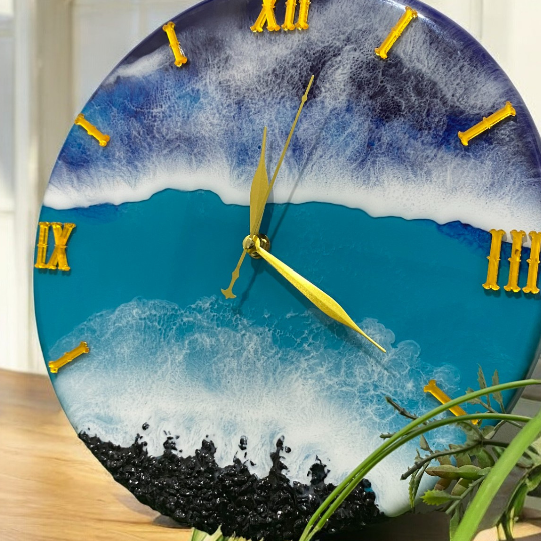 Beach View Epoxy Resin Wall Clock