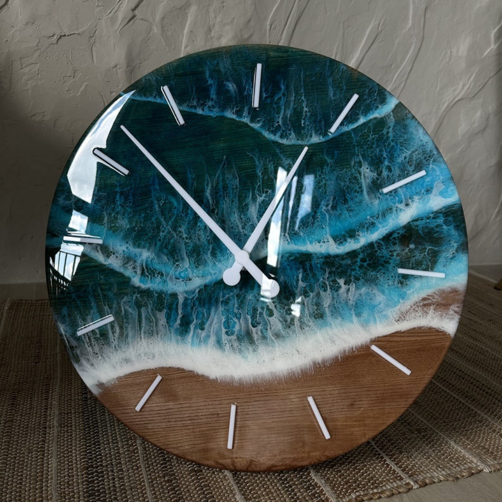 Epoxy Beach Theme Ocean Wall Clock