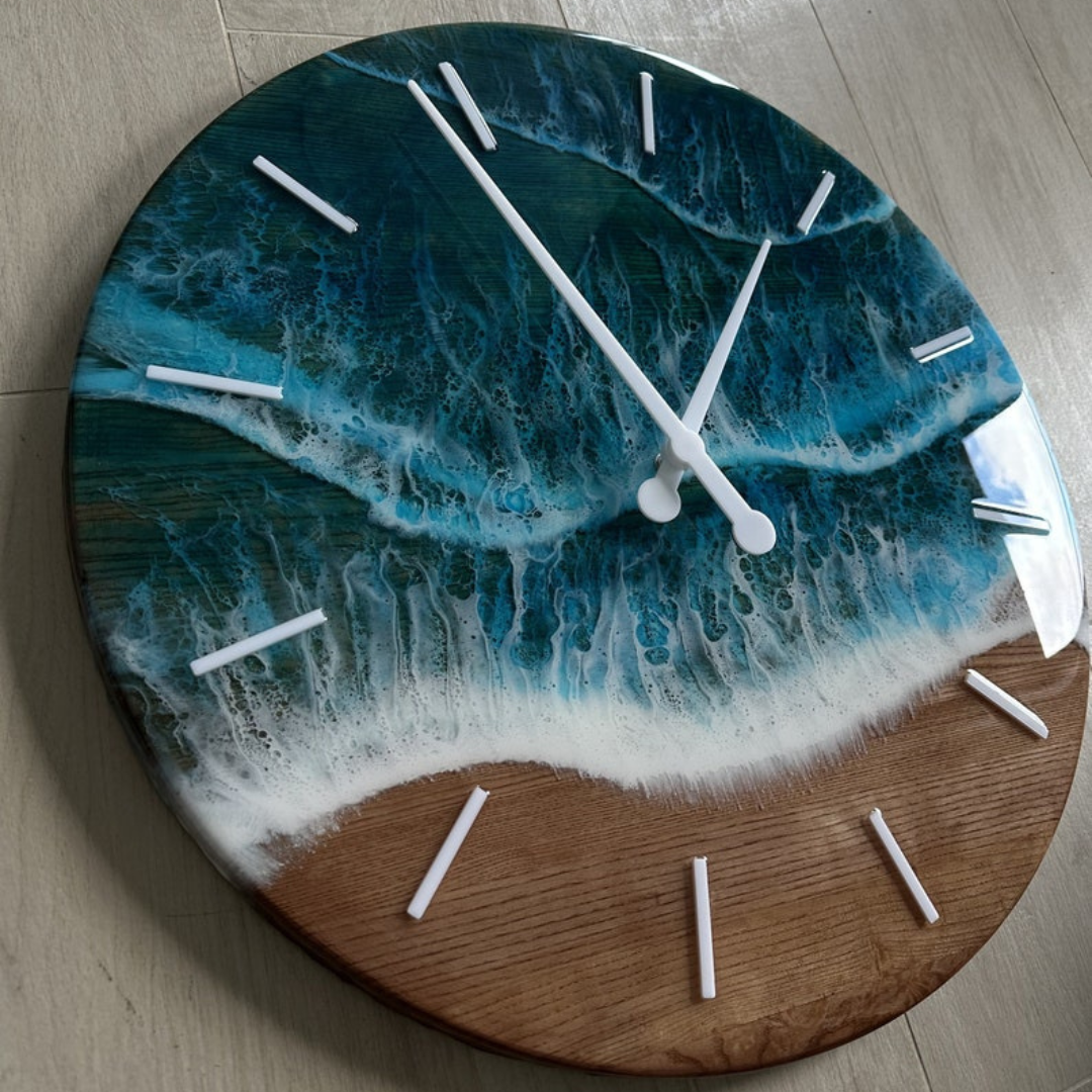 Epoxy Beach Theme Ocean Wall Clock