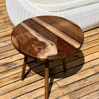 Handcrafted Live Edge Epoxy Resin Round Side Table thumbnail