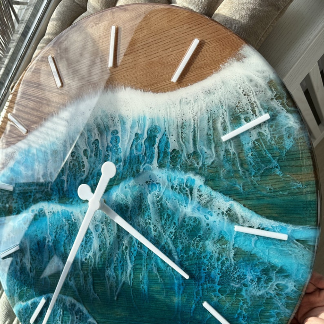 Epoxy Beach Theme Ocean Wall Clock