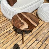 Handcrafted Live Edge Epoxy Resin Round Side Table thumbnail
