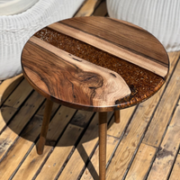 Handcrafted Live Edge Epoxy Resin Round Side Table thumbnail