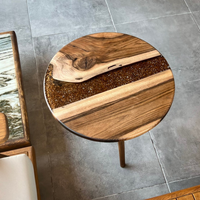 Handcrafted Live Edge Epoxy Resin Round Side Table thumbnail