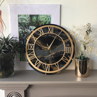 Epoxy Black Geode Art Wall Clock thumbnail