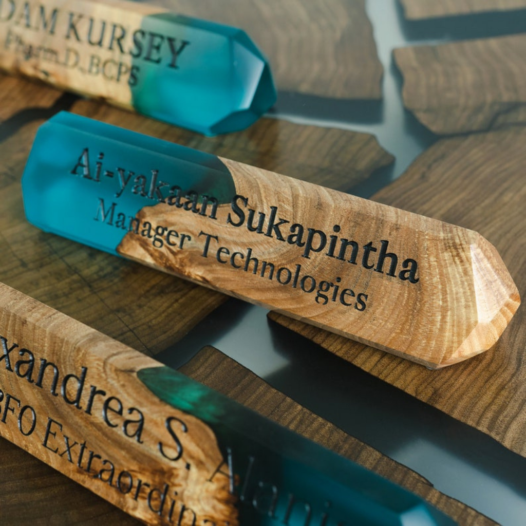 Epoxy Wood Office Desk Name Plate