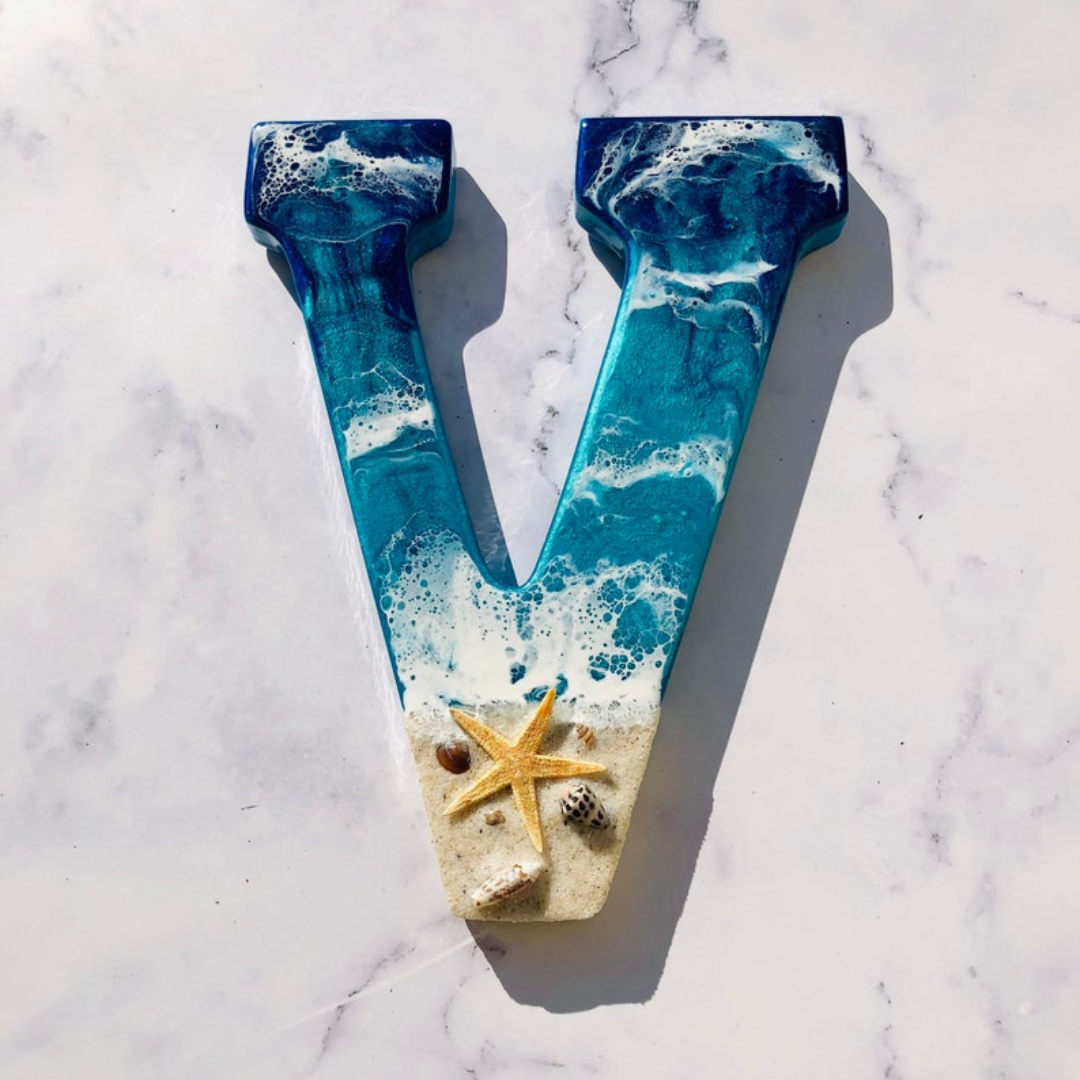 Epoxy Ocean Beach Theme Letters