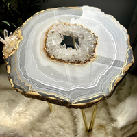 Quartz Crystal Geode Agate Resin Epoxy Side Accent Side Table thumbnail
