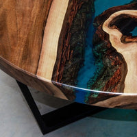 Handcrafted Aqua Resin Round Coffee Table thumbnail
