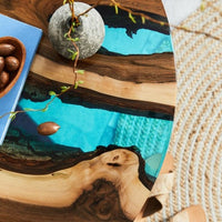 Handcrafted Aqua Resin Round Coffee Table thumbnail