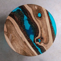Handcrafted Aqua Resin Round Coffee Table thumbnail