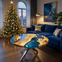 EPOXY Round Live Edge Dining Table thumbnail