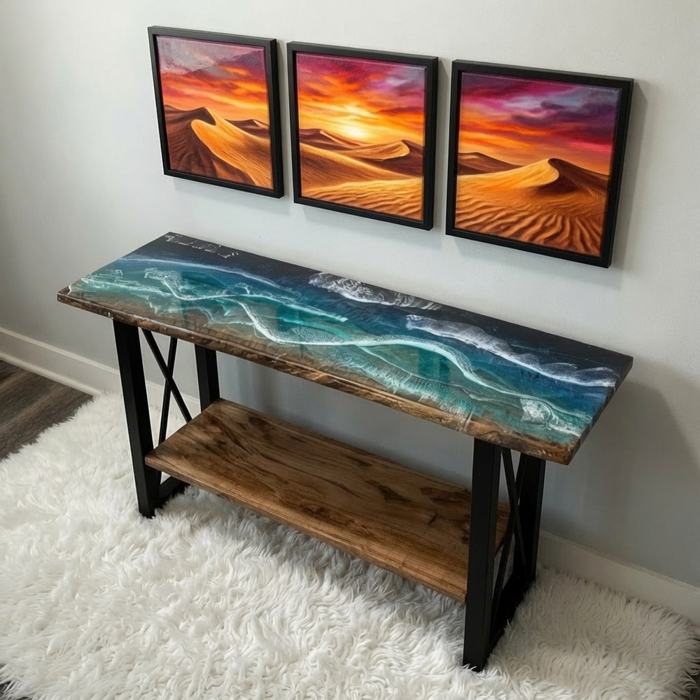 Epoxy Ocean Resin Console Table
