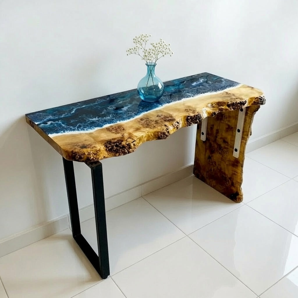 Ocean Effect Epoxy Console Table