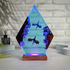 Wood and Epoxy Dragon Lamp