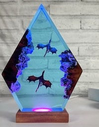 Wood and Epoxy Dragon Lamp