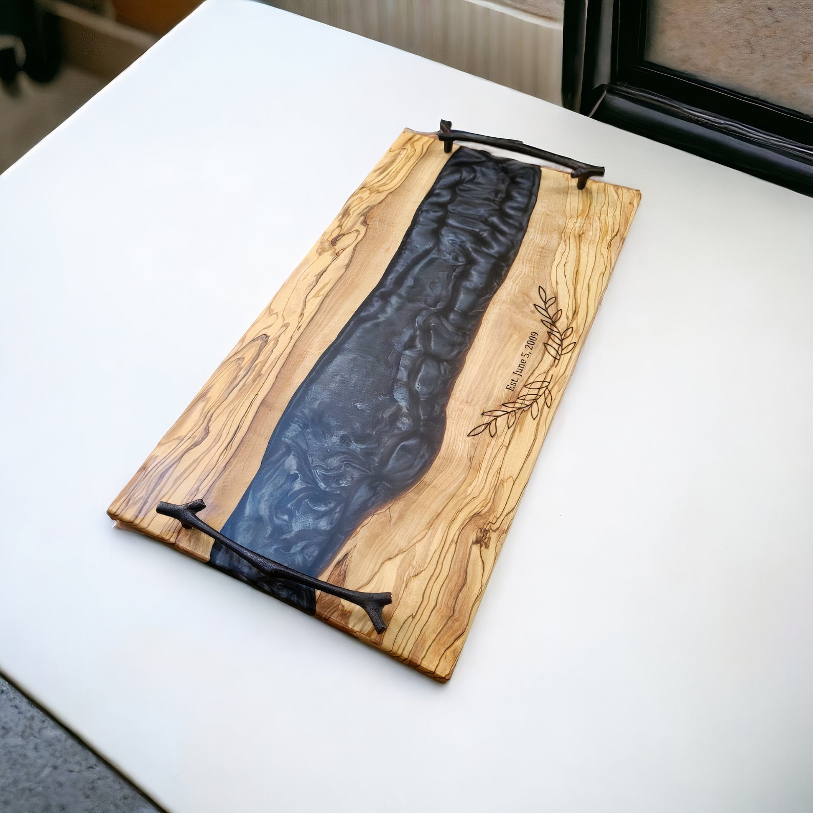Personalized Epoxy And Wood serving Trays