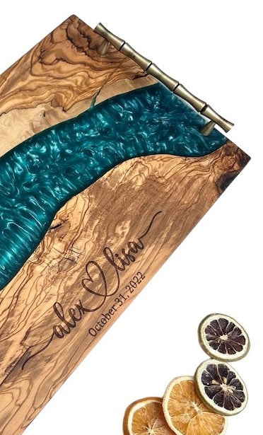 Personalized Epoxy And Wood serving Trays