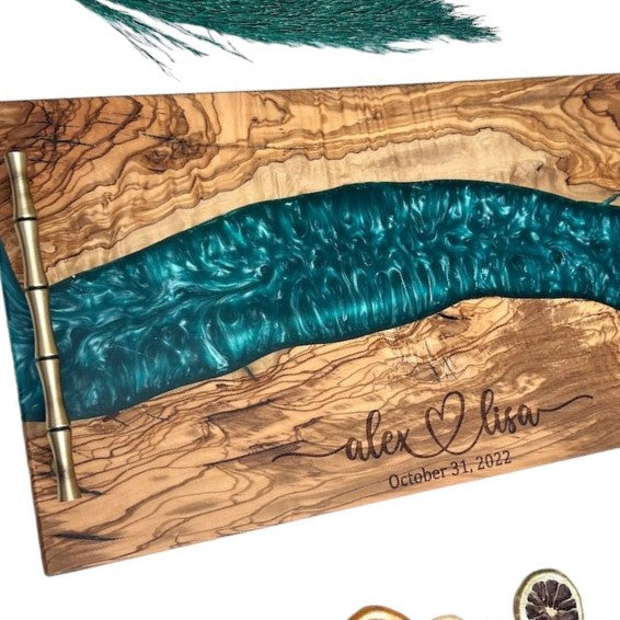 Personalized Epoxy And Wood serving Trays