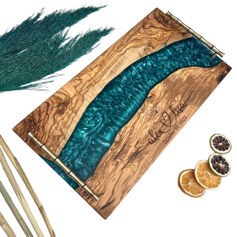 Personalized Epoxy And Wood serving Trays