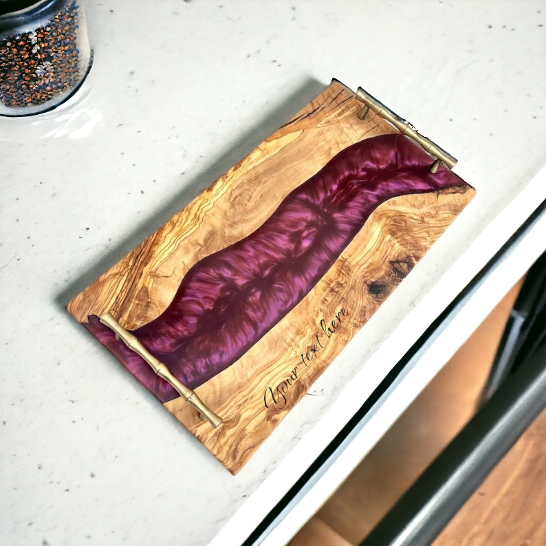 Personalized Epoxy And Wood serving Trays