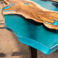Live edge epoxy river dining table thumbnail