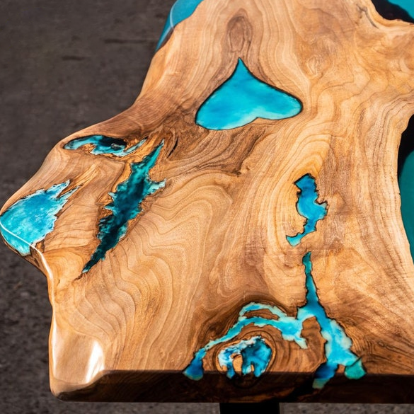 Live edge epoxy river dining table