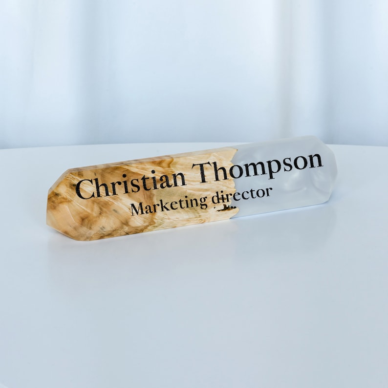 Epoxy Wood Office Desk Name Plate