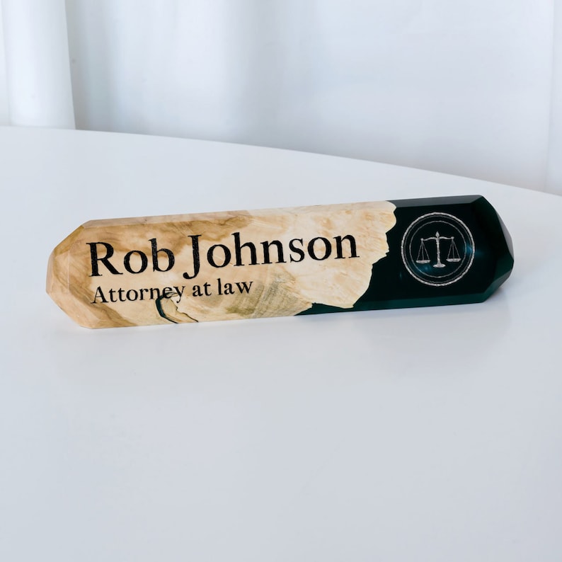 Epoxy Wood Office Desk Name Plate
