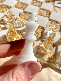 Gold and White Epoxy Chess Set thumbnail