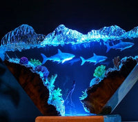 Epoxy And Wood Deep Sea Life Night Lamp thumbnail