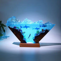 Epoxy And Wood Deep Sea Life Night Lamp thumbnail