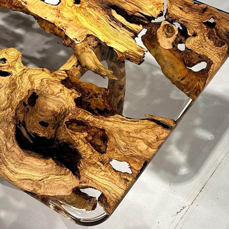 Live Edge Clear Epoxy Custom River Table
