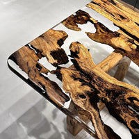 Live Edge Clear Epoxy Custom River Table thumbnail