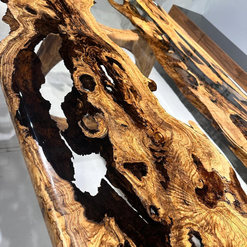 Live Edge Clear Epoxy Custom River Table