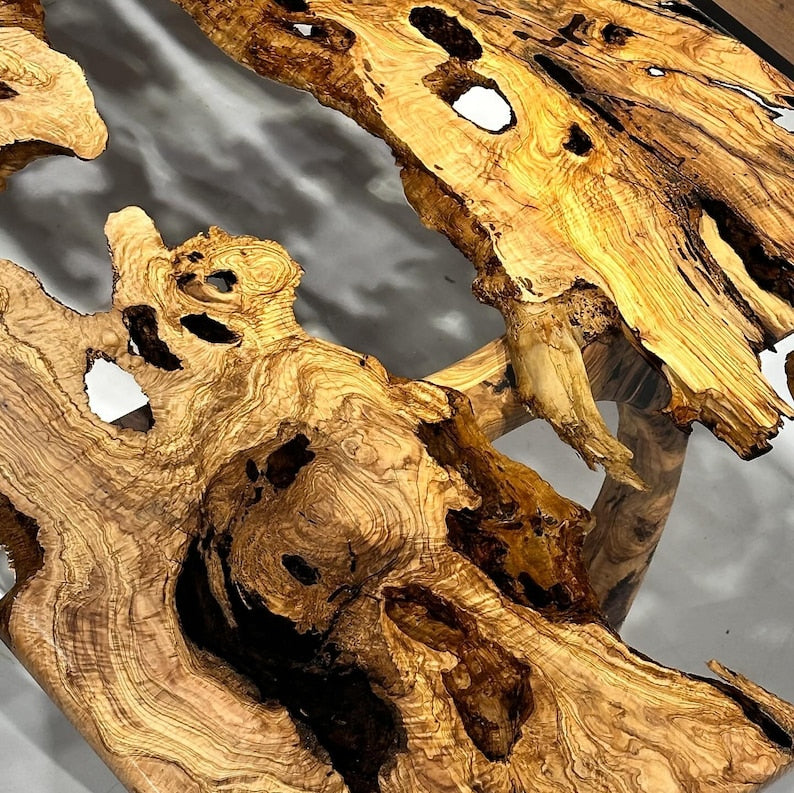Live Edge Clear Epoxy Custom River Table