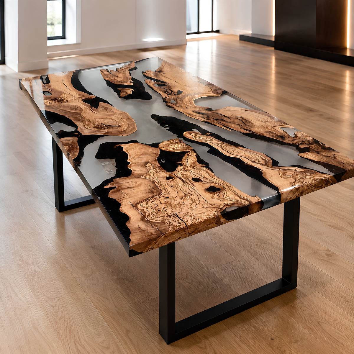 Epoxy Olive Transparent Dinning Table